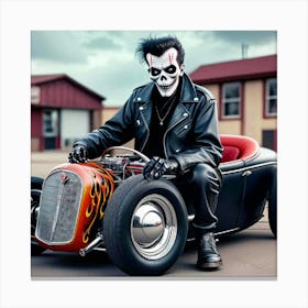 Skeleton On A Hot Rod Canvas Print