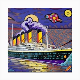 Titanic At Night Canvas Print