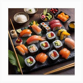 Sushi Platter With Chopsticks Canvas Print