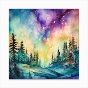 Watercolor Of A Forest Canvas Print