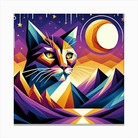 Frostbite Low Poly Cat Canvas Print