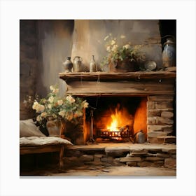 Fireplace Stock Videos & Royalty-Free Footage Canvas Print