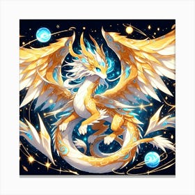 A Golden Dragon In The Galaxies 4 Canvas Print