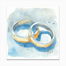 Watercolor Wedding Rings Close Up 1 Canvas Print