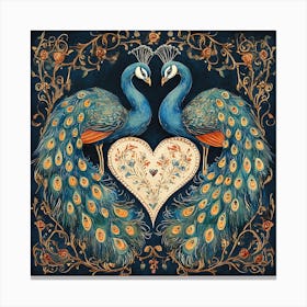 Peacocks In Love 2 Canvas Print