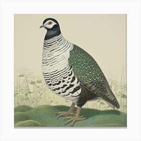 Ohara Koson Inspired Bird Painting Partridge 3 Square Canvas Print