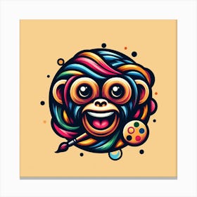 Monkey With Paint Brush Canvas Print