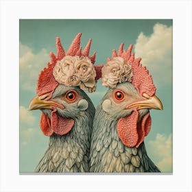 Two Roosters Canvas Print