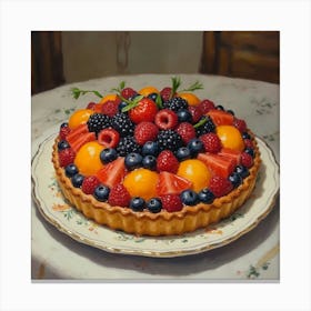 Delectable French Fruit Tart Kitchen Art Leinwandbild