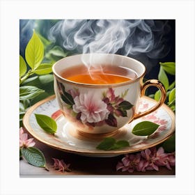 Tea And Flowers Canvas Print