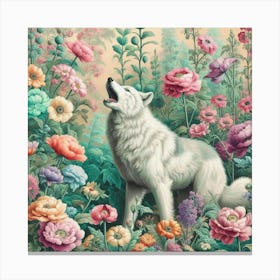 Wolf In The Garden Canvas Print