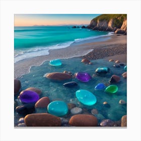Colorful Stones On The Beach Canvas Print