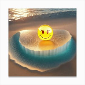 Smiley Face On Ice Canvas Print