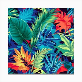 Tropical Leaves Seamless Pattern 1 Canvas Print