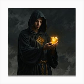 Druid Holding A Golden Heart Canvas Print