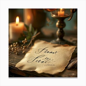 Calligraphic Thank You Note Elegant Looping Script Scribed On Aged Parchment Wax Seal Embossed (4) Canvas Print