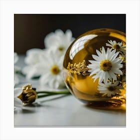 Daisies In A Glass Ball Canvas Print