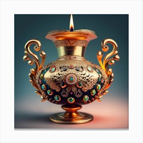 A vase of pure gold studded with precious stones 6 Canvas Print