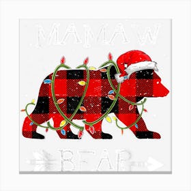 Red Plaid Mamaw Bear Christmas Santa Family Matching Pajamas Canvas Print