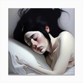 No cover sleeping girl Canvas Print