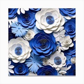 Blue And White Paper Flowers Canvas Print
