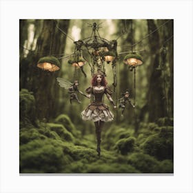 Steampunk Marionette Forrest Fairy Friends Canvas Print