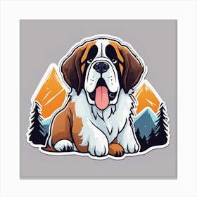 St Bernard Dog In Mountain Sticker 2d Cute Fantasy Dreamy Vector Illustration 2d Flat Center (1) Canvas Print