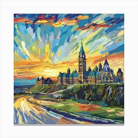 Sunset At The Parliament Building Canvas Print