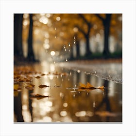 Fallen Leaves of the Sycamore on a Rainy Autumn Day Canvas Print