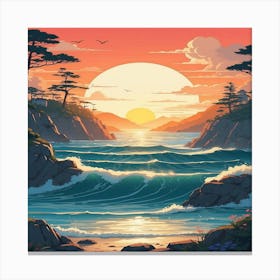 Sunset On The Beach Canvas Print