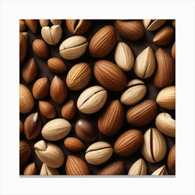 Almonds On A Black Background 15 Canvas Print