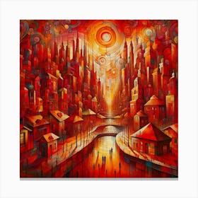 City At Sunset Canvas Print