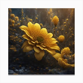 Yellow Flowers In A Field Canvas Print