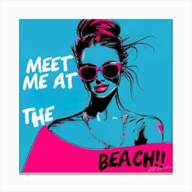 Beach Quotes Hot Pink - At The Beach Canvas Print