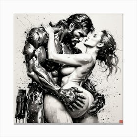 The Kiss in Ink Canvas Print