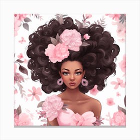 Afro Girl With Flowers Canvas Print