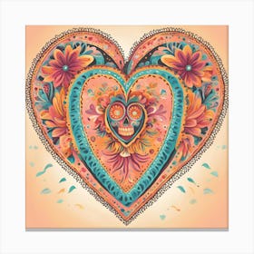 Dia de los Muertos Mexican Heart Halo Canvas Print