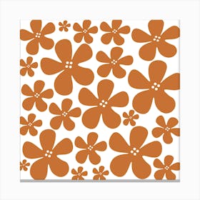 Brown Flowers Pattern Canvas Print