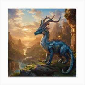 Mystic Creature Looking Over Valley Canvas Print