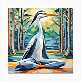 Heron Pose Cubism Style Canvas Print