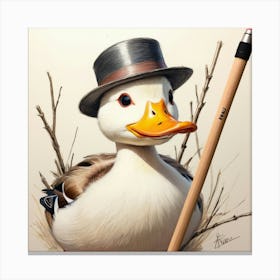 Duck With A Pencil 1 Canvas Print