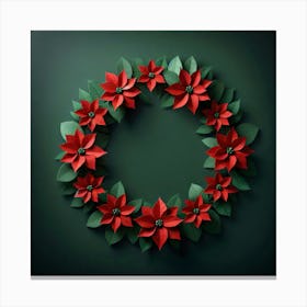 Poinsettia Wreath 1 Canvas Print