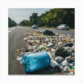 Garbage On The Road Canvas Print