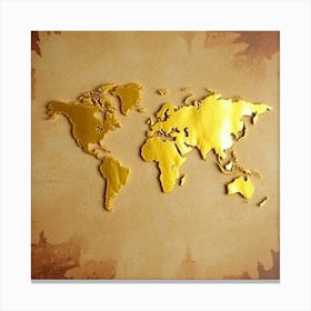 Gold World Map Canvas Print