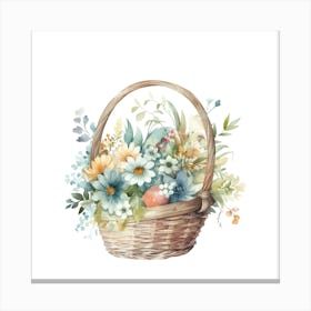 Watercolor Easter Basket Canvas Print