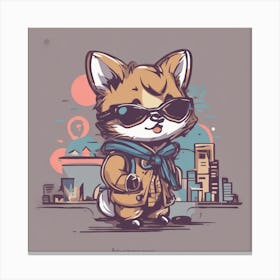 Fox In Sunglasses Canvas Print