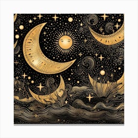 Moon And Stars 8 Canvas Print