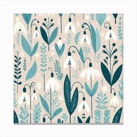 Scandinavian style, snowdrop pattern 2 Canvas Print