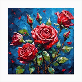 Palette Knife Painting, Red Roses Canvas Print