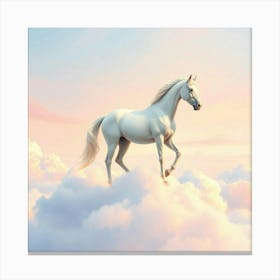 White Horse On Clouds 2 Canvas Print